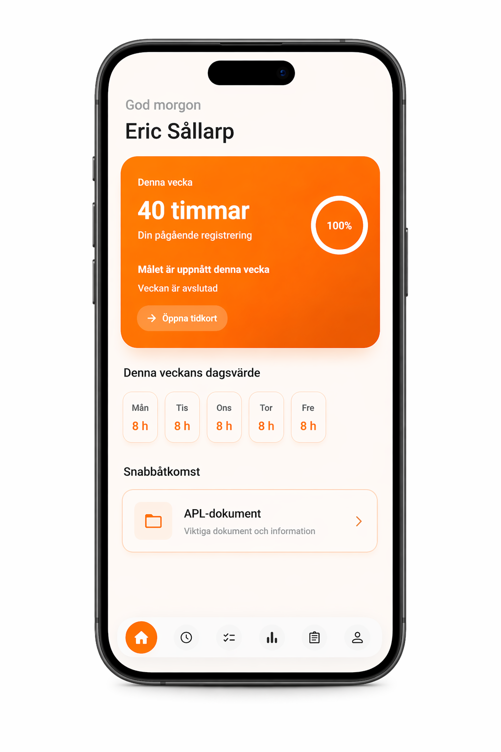 APL-appen mobilgranssnitt